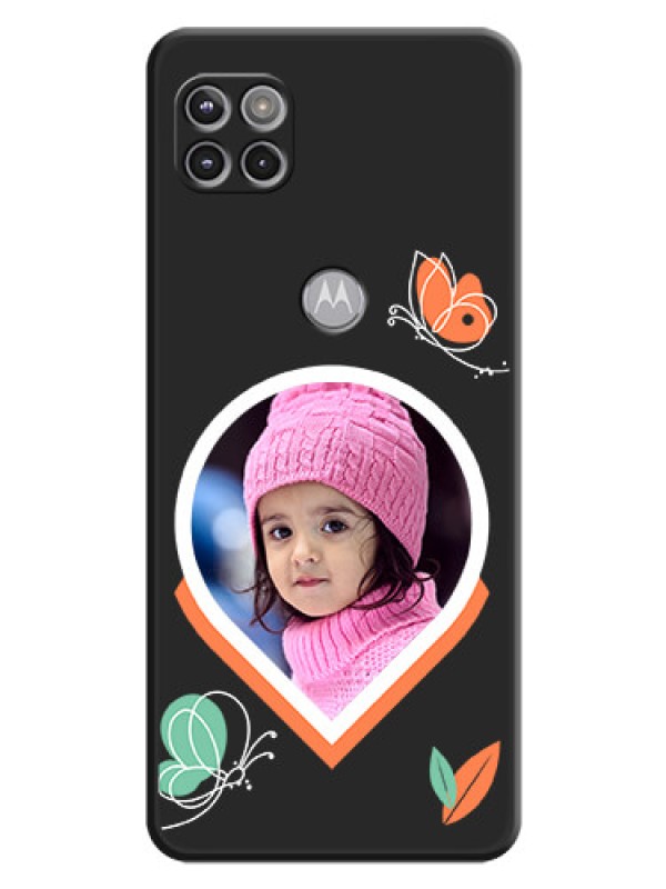 Custom Upload Pic With Simple Butterly Design On Space Black Personalized Soft Matte Phone Covers -Motorola Moto G 5G