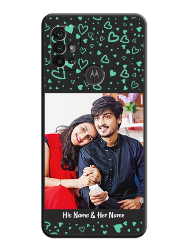 Custom Sea Green Indefinite Love Pattern on Photo on Space Black Soft Matte Mobile Cover - Moto G10 Power