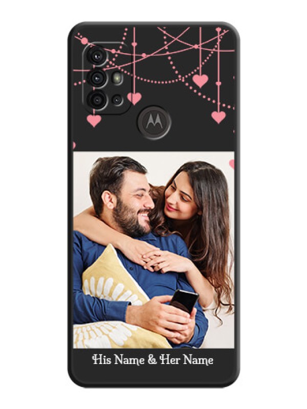 Custom Pink Love Hangings with Text on Space Black Custom Soft Matte Back Cover - Moto G10 Power