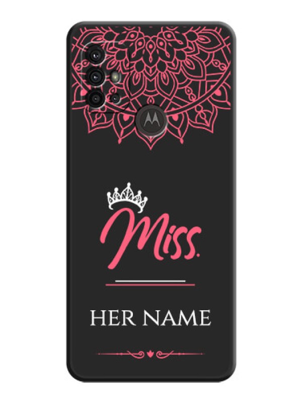 Custom Mrs Name with Floral Design on Space Black Personalized Soft Matte Phone Covers - Moto G10 Power