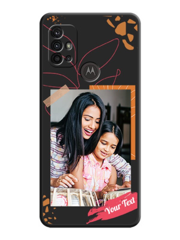 Custom Orange Photo Frame on Space Black Custom Soft Matte Phone Back Cover - Moto G10 Power