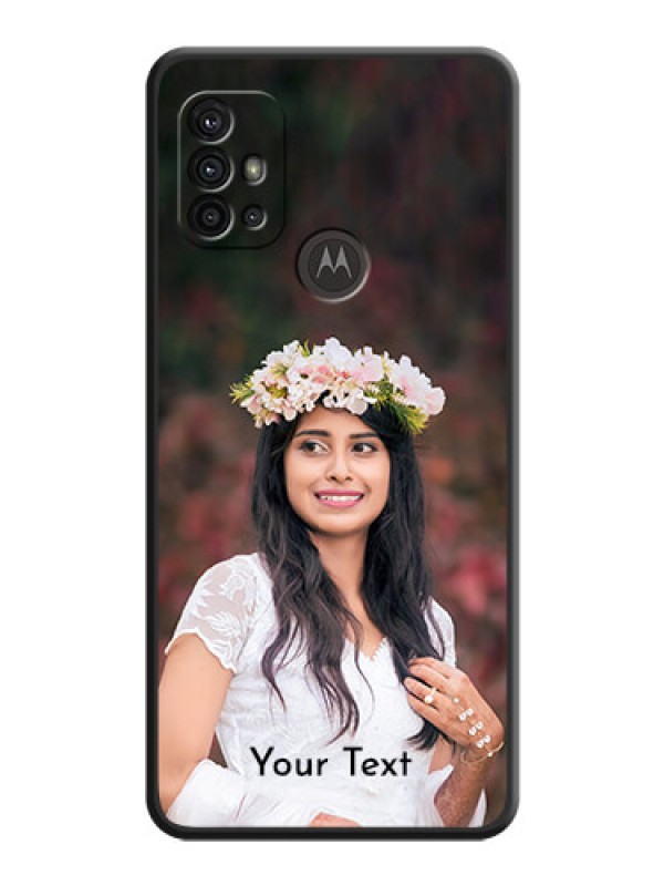Custom Full Single Pic Upload With Text On Space Black Personalized Soft Matte Phone Covers -Motorola Moto G10 Power
