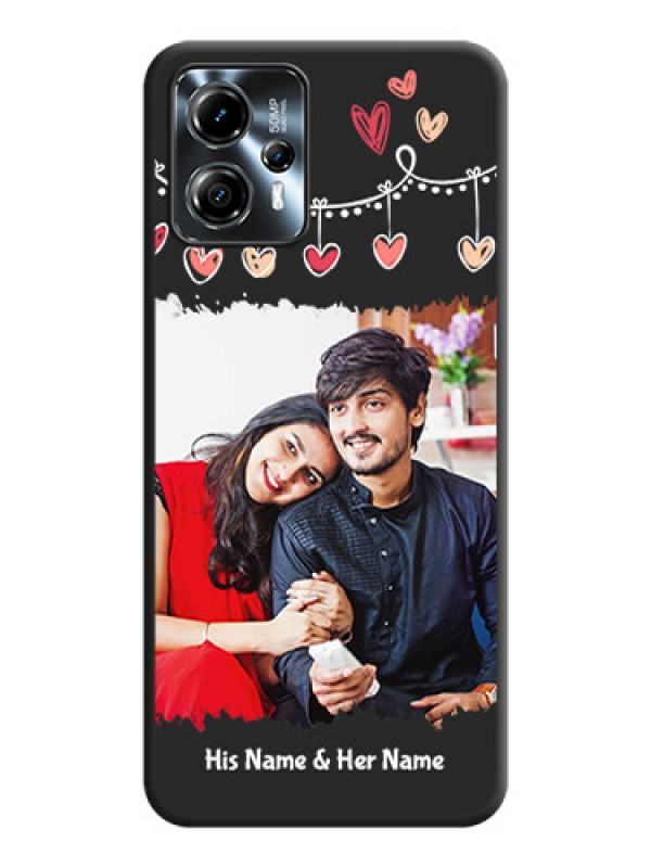 Custom Pink Love Hangings with Name on Space Black Custom Soft Matte Phone Cases - Moto G13