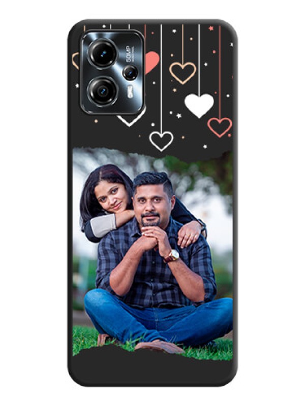 Custom Love Hangings with Splash Wave Picture on Space Black Custom Soft Matte Phone Back Cover - Moto G13