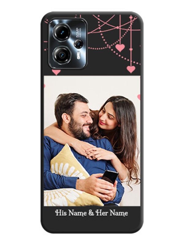 Custom Pink Love Hangings with Text on Space Black Custom Soft Matte Back Cover - Moto G13