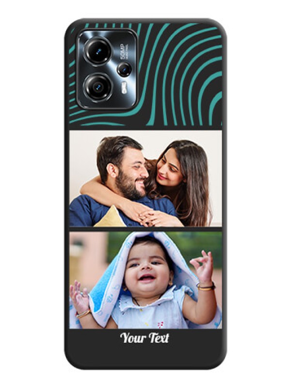Custom Wave Pattern with 2 Image Holder on Space Black Personalized Soft Matte Phone Covers - Moto G13