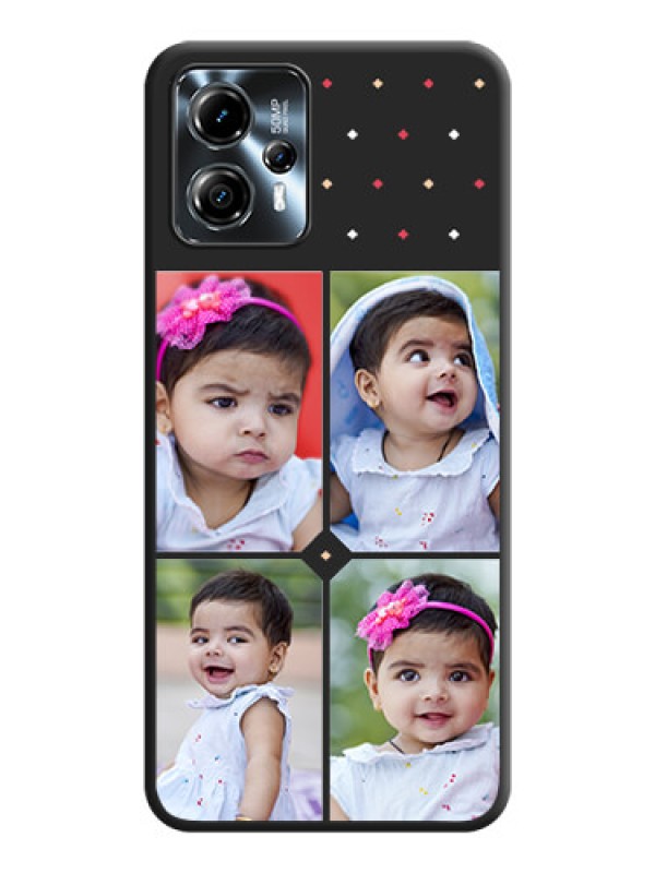 Custom Multicolor Dotted Pattern with 4 Image Holder on Space Black Custom Soft Matte Phone Cases - Moto G13