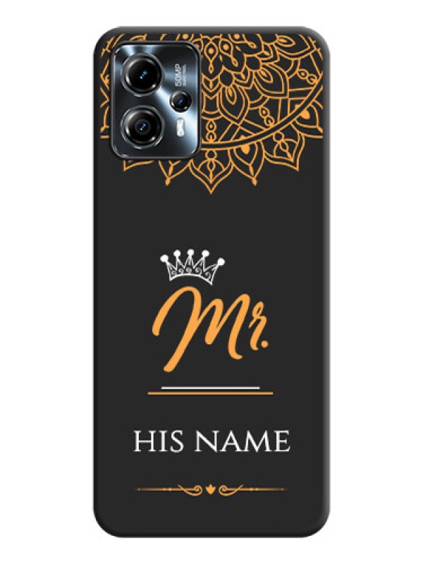 Custom Mr Name with Floral Design  on Personalised Space Black Soft Matte Cases - Moto G13