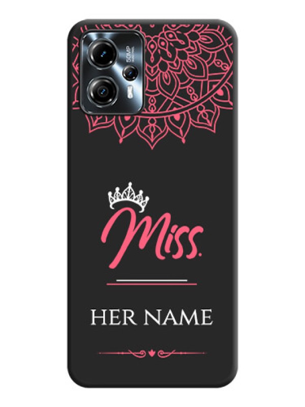 Custom Mrs Name with Floral Design on Space Black Personalized Soft Matte Phone Covers - Moto G13