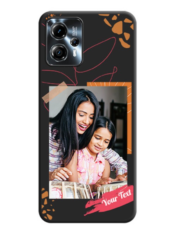 Custom Orange Photo Frame on Space Black Custom Soft Matte Phone Back Cover - Moto G13