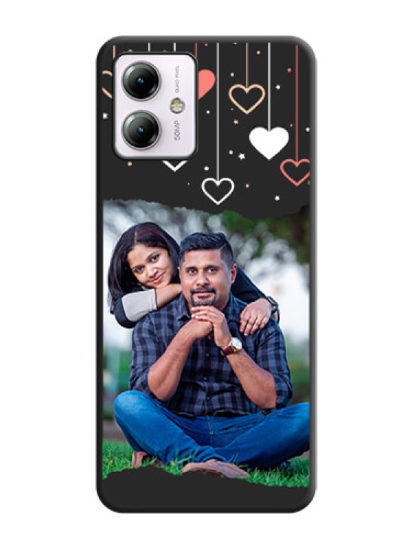 Custom Love Hangings with Splash Wave Picture on Space Black Custom Soft Matte Phone Back Cover - Moto G14