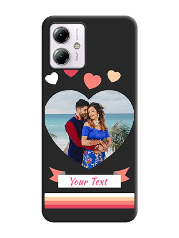Custom Love Shaped Photo with Colorful Stripes on Personalised Space Black Soft Matte Cases - Moto G14