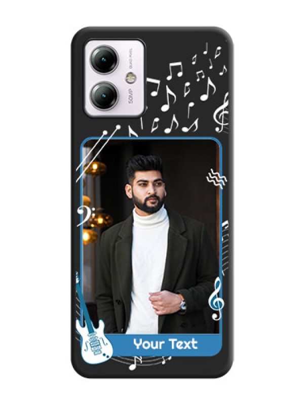 Custom Musical Theme Design with Text - Photo on Space Black Soft Matte Mobile Case - Moto G14