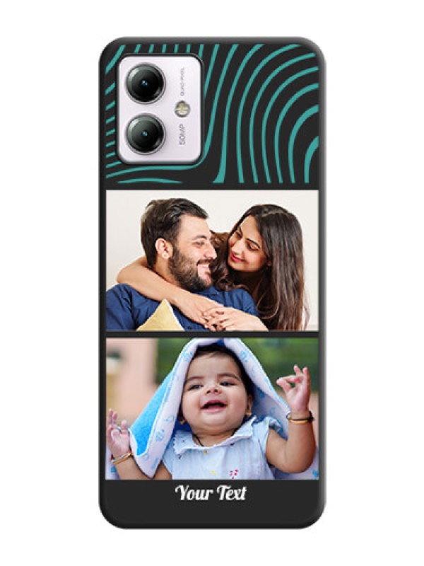 Custom Wave Pattern with 2 Image Holder on Space Black Personalized Soft Matte Phone Covers - Moto G14