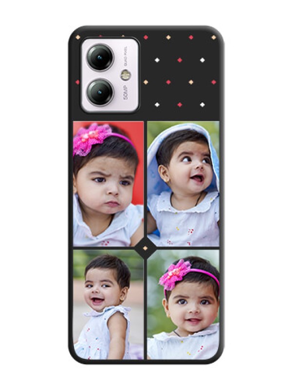 Custom Multicolor Dotted Pattern with 4 Image Holder on Space Black Custom Soft Matte Phone Cases - Moto G14