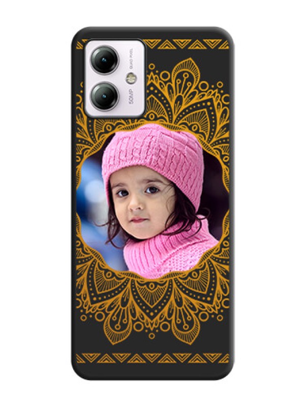 Custom Round Image with Floral Design - Photo on Space Black Soft Matte Mobile Cover - Moto G14
