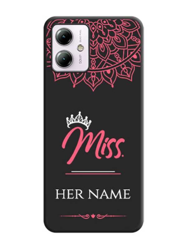 Custom Mrs Name with Floral Design on Space Black Personalized Soft Matte Phone Covers - Moto G14