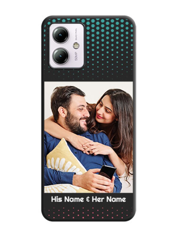 Custom Faded Dots with Grunge Photo Frame and Text on Space Black Custom Soft Matte Phone Cases - Moto G14
