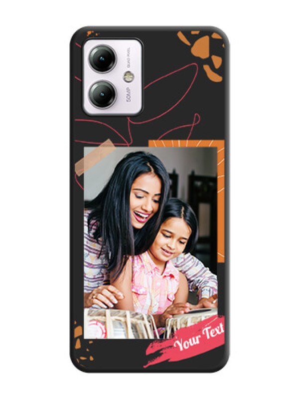 Custom Orange Photo Frame on Space Black Custom Soft Matte Phone Back Cover - Moto G14