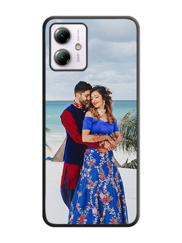 Custom Full Single Pic Upload On Space Black Personalized Soft Matte Phone Covers - Moto G14
