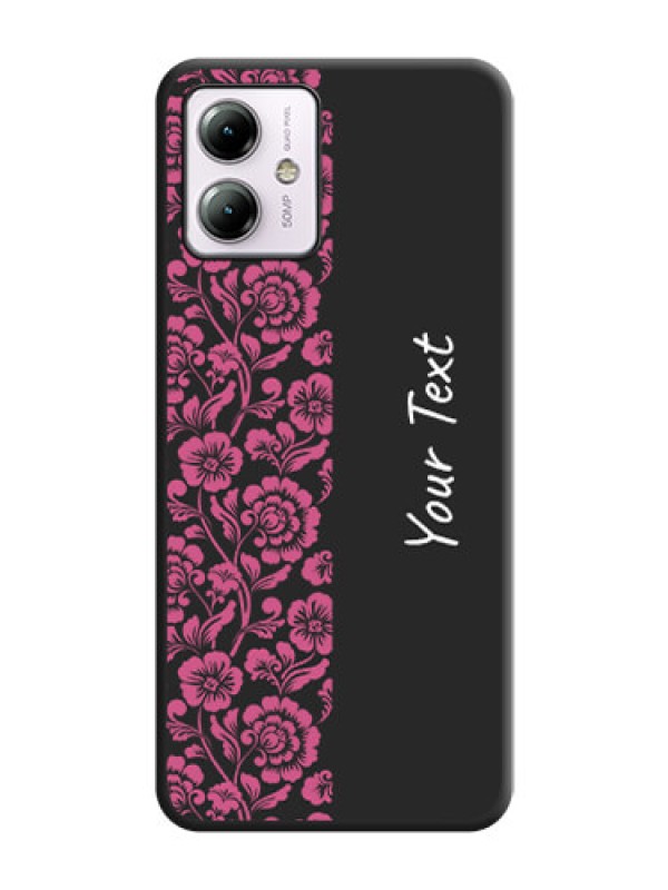 Custom Pink Floral Pattern Design With Custom Text On Space Black Personalized Soft Matte Phone Covers - Moto G14