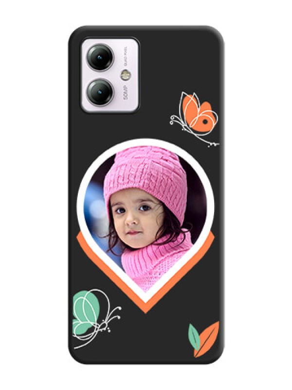 Custom Upload Pic With Simple Butterly Design On Space Black Personalized Soft Matte Phone Covers - Moto G14