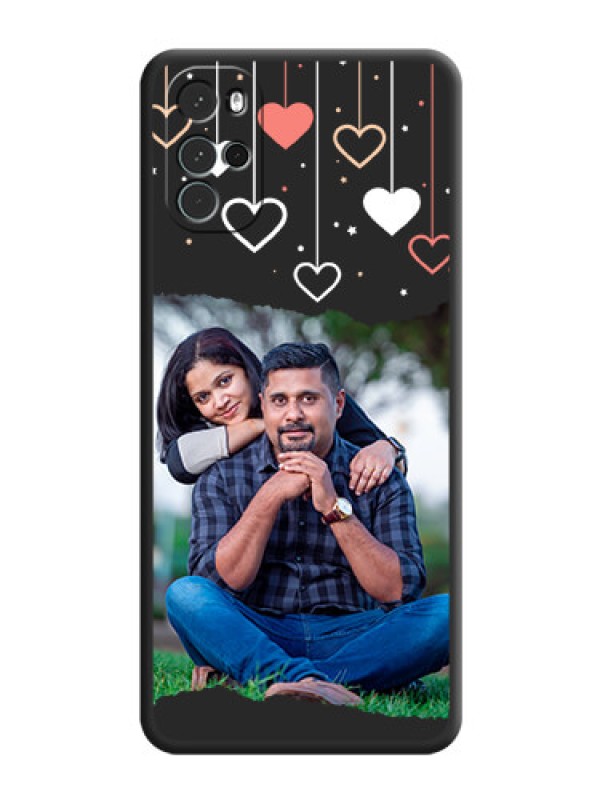 Custom Love Hangings with Splash Wave Picture on Space Black Custom Soft Matte Phone Back Cover - Moto G22