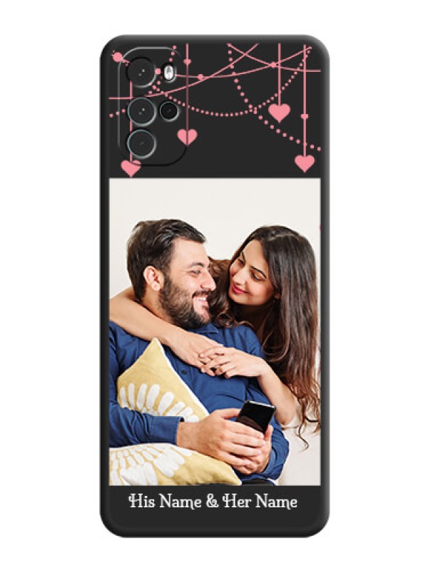 Custom Pink Love Hangings with Text on Space Black Custom Soft Matte Back Cover - Moto G22
