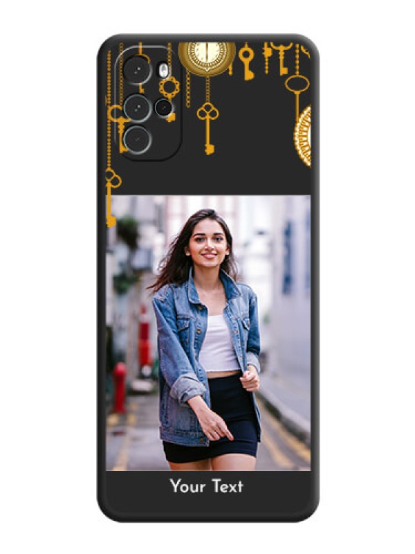 Custom Decorative Design with Text on Space Black Custom Soft Matte Back Cover - Moto G22