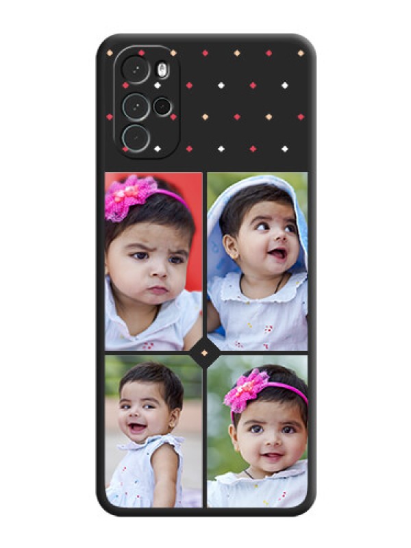Custom Multicolor Dotted Pattern with 4 Image Holder on Space Black Custom Soft Matte Phone Cases - Moto G22