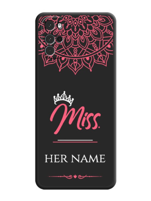 Custom Mrs Name with Floral Design on Space Black Personalized Soft Matte Phone Covers - Moto G22