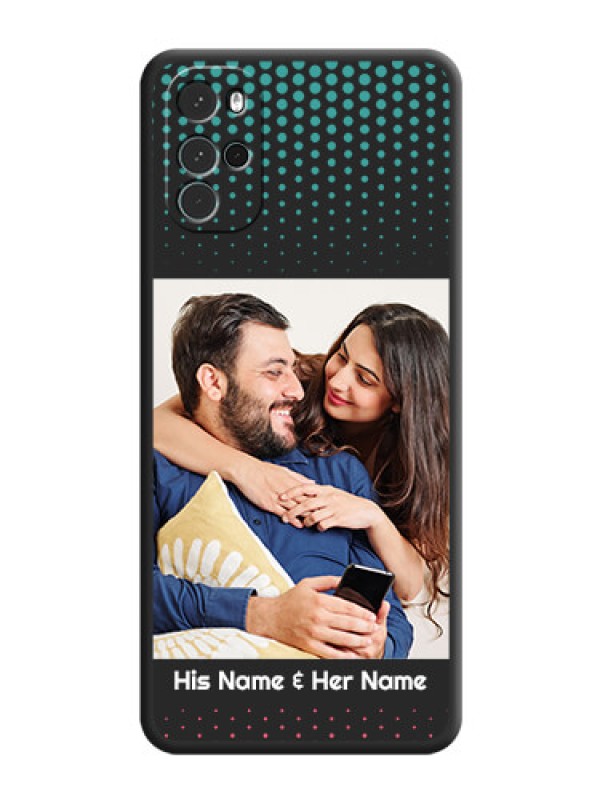 Custom Faded Dots with Grunge Photo Frame and Text on Space Black Custom Soft Matte Phone Cases - Moto G22