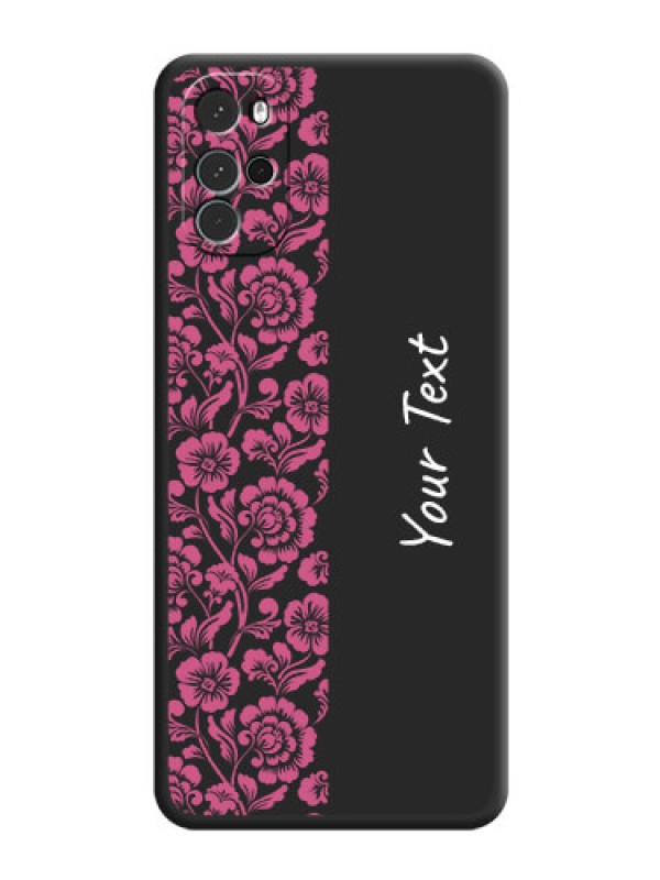 Custom Pink Floral Pattern Design With Custom Text On Space Black Personalized Soft Matte Phone Covers -Motorola Moto G22