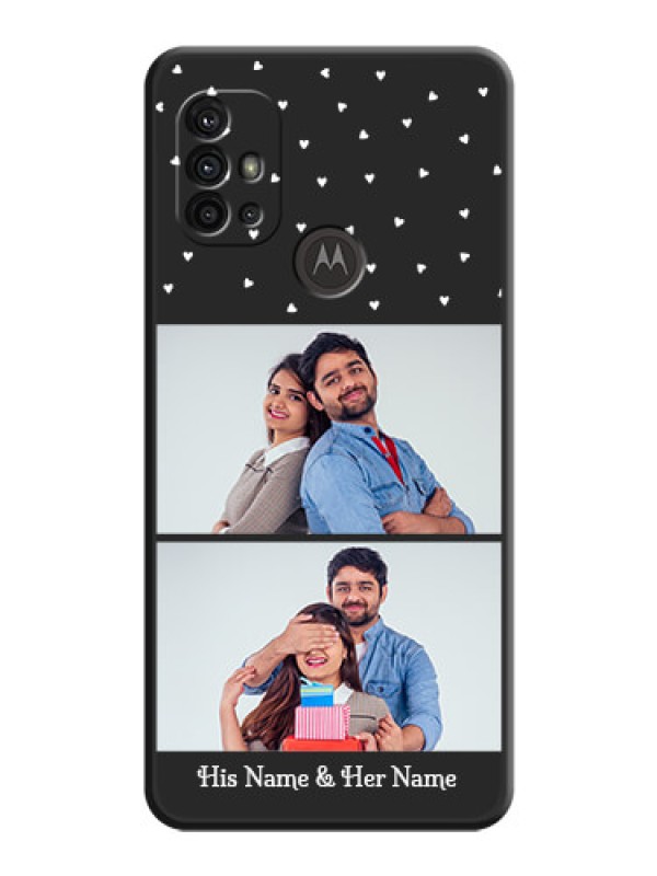 Custom Miniature Love Symbols with Name on Space Black Custom Soft Matte Back Cover - Motorola Moto G30