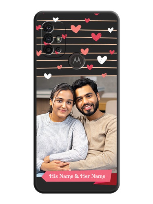 Custom Love Pattern with Name on Pink Ribbon  on Photo on Space Black Soft Matte Back Cover - Motorola Moto G30