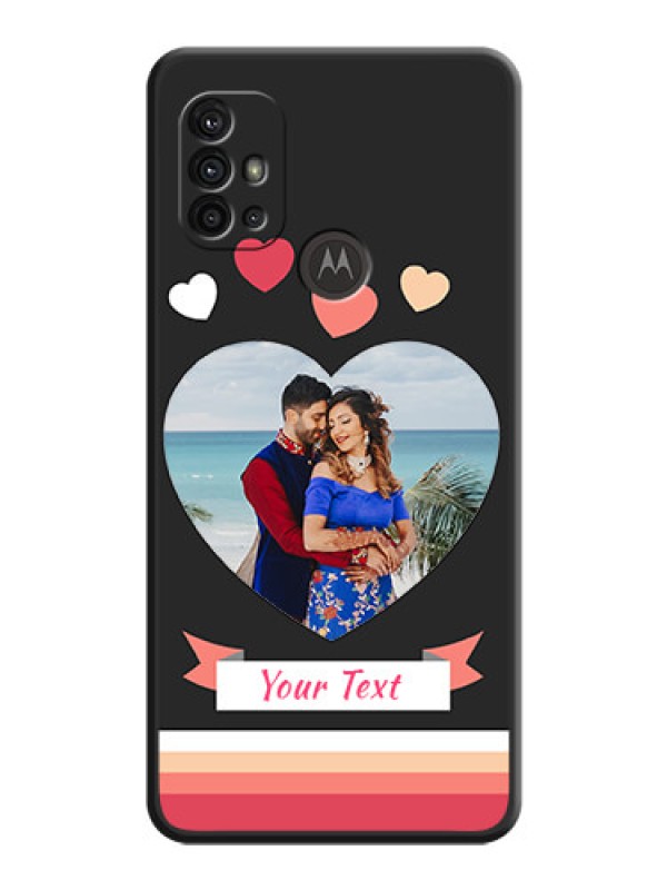 Custom Love Shaped Photo with Colorful Stripes on Personalised Space Black Soft Matte Cases - Motorola Moto G30