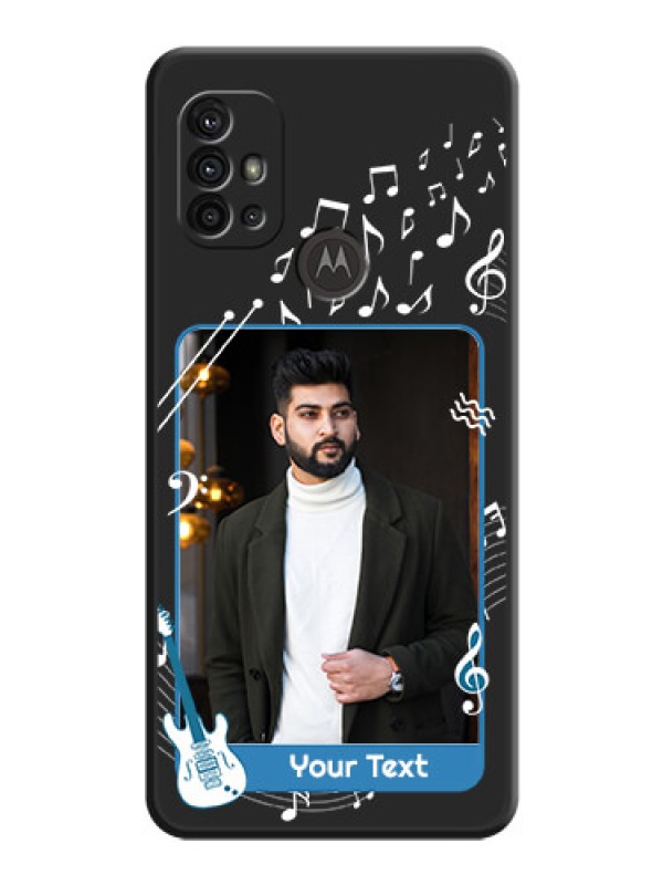 Custom Musical Theme Design with Text on Photo on Space Black Soft Matte Mobile Case - Motorola Moto G30