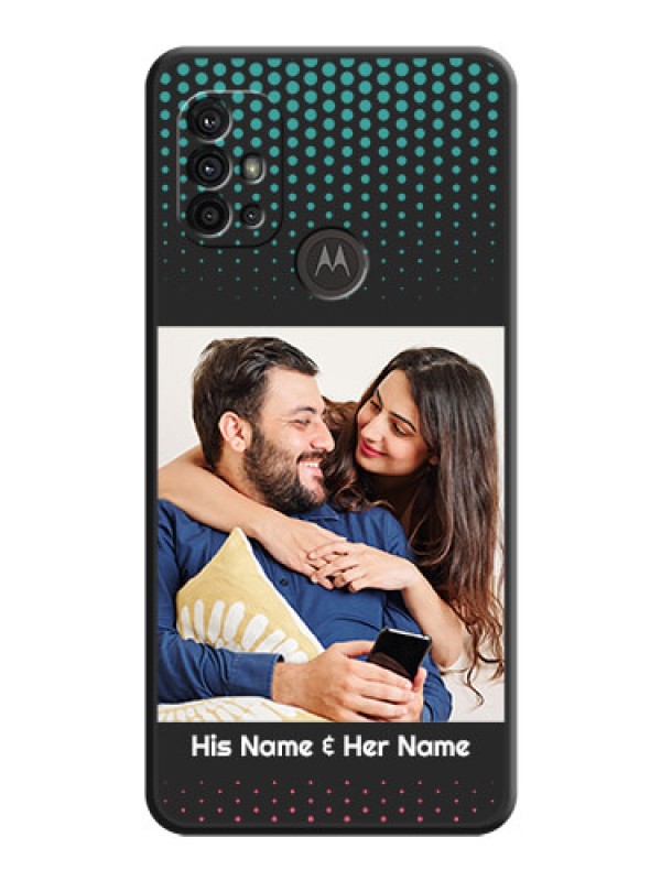 Custom Faded Dots with Grunge Photo Frame and Text on Space Black Custom Soft Matte Phone Cases - Motorola Moto G30