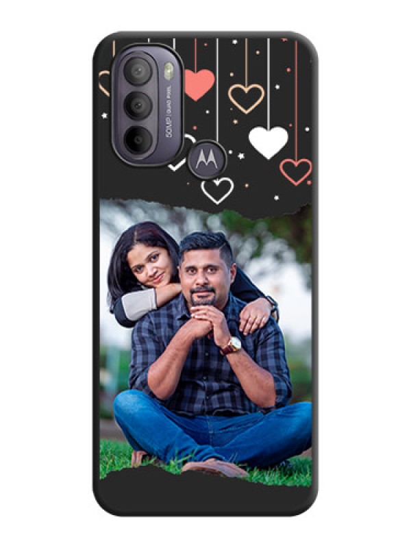 Custom Love Hangings with Splash Wave Picture on Space Black Custom Soft Matte Phone Back Cover - Moto G31