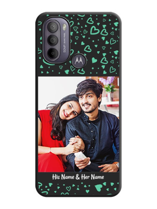 Custom Sea Green Indefinite Love Pattern on Photo on Space Black Soft Matte Mobile Cover - Moto G31