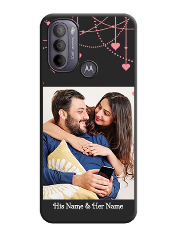 Custom Pink Love Hangings with Text on Space Black Custom Soft Matte Back Cover - Moto G31