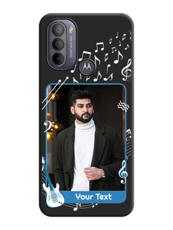 Custom Musical Theme Design with Text on Photo on Space Black Soft Matte Mobile Case - Moto G31