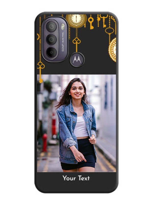 Custom Decorative Design with Text on Space Black Custom Soft Matte Back Cover - Moto G31