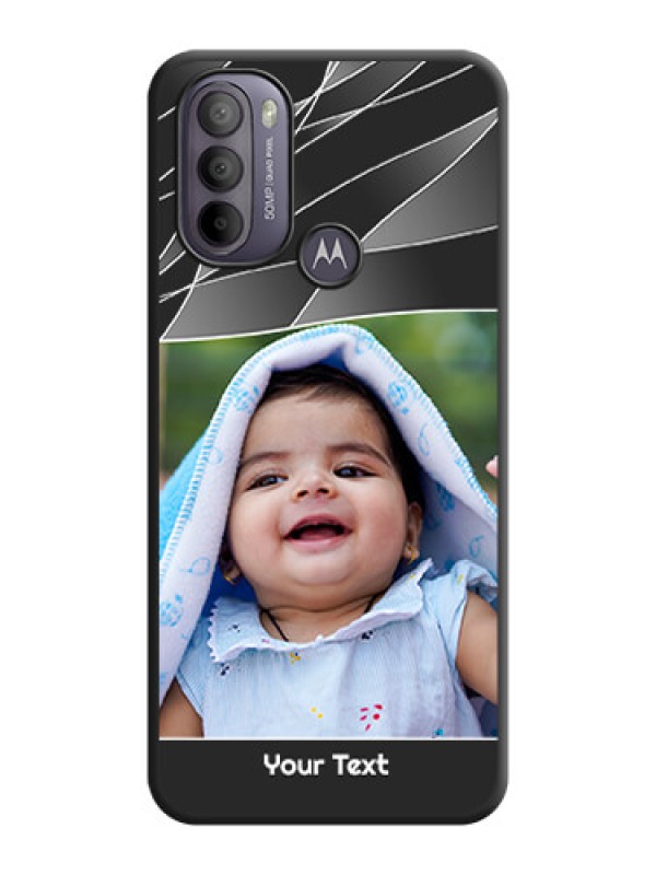 Custom Mixed Wave Lines on Photo on Space Black Soft Matte Mobile Cover - Moto G31