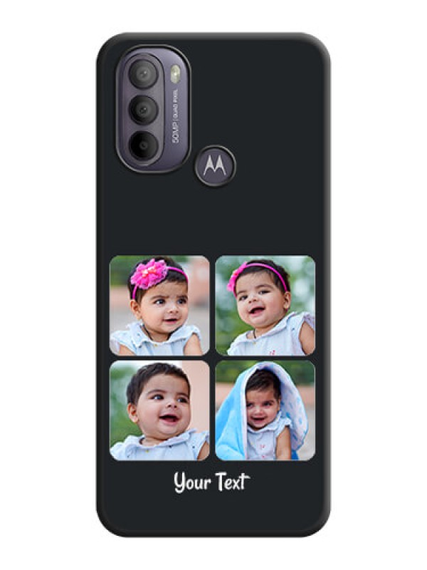 Custom Floral Art with 6 Image Holder on Photo on Space Black Soft Matte Mobile Case - Moto G31