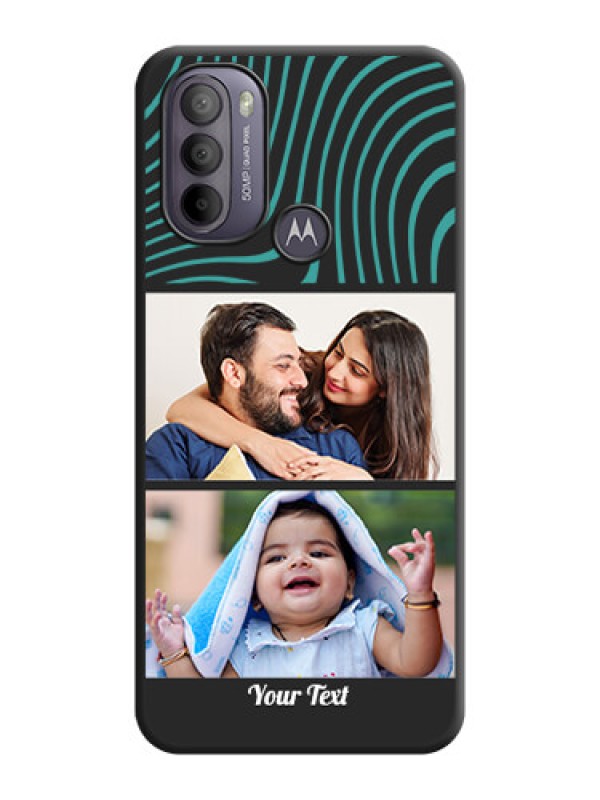 Custom Wave Pattern with 2 Image Holder on Space Black Personalized Soft Matte Phone Covers - Moto G31