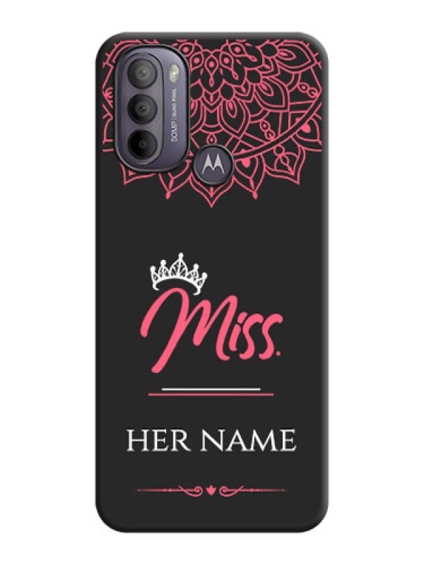 Custom Mrs Name with Floral Design on Space Black Personalized Soft Matte Phone Covers - Moto G31