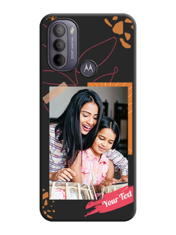 Custom Orange Photo Frame on Space Black Custom Soft Matte Phone Back Cover - Moto G31