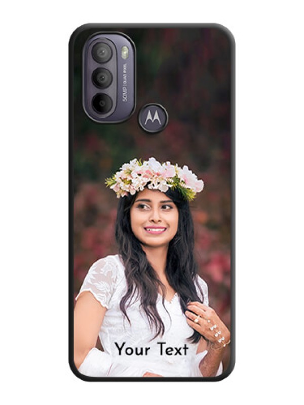 Custom Full Single Pic Upload With Text On Space Black Personalized Soft Matte Phone Covers -Motorola Moto G31