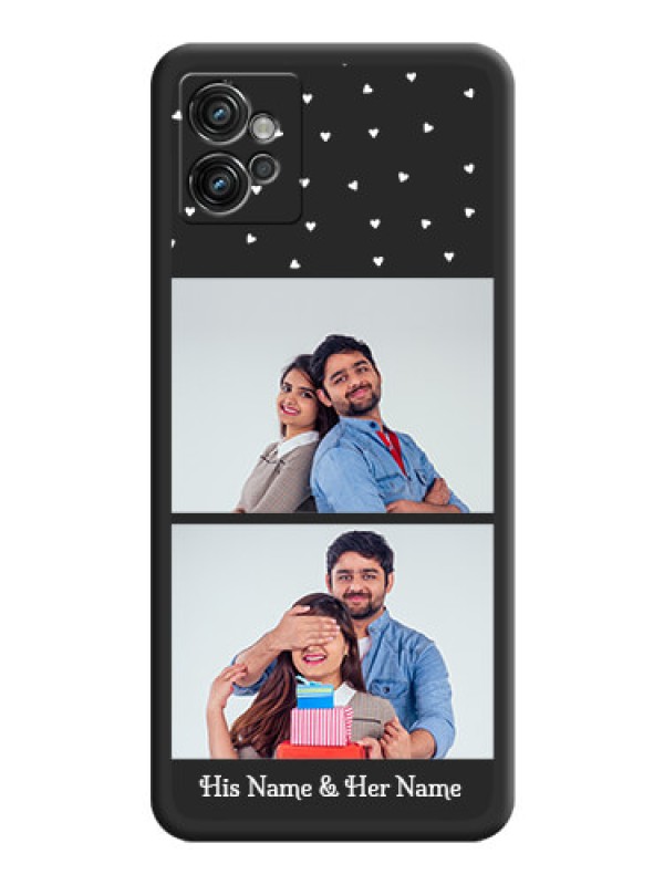 Custom Miniature Love Symbols with Name on Space Black Custom Soft Matte Back Cover - Motorola Moto G32